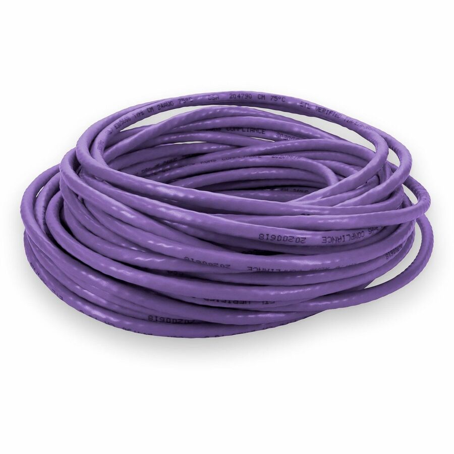 AddOn 50ft RJ-45 (Male) to RJ-45 (Male) Purple Microboot, Snagless Cat6 Crossover UTP PVC Copper Patch Cable