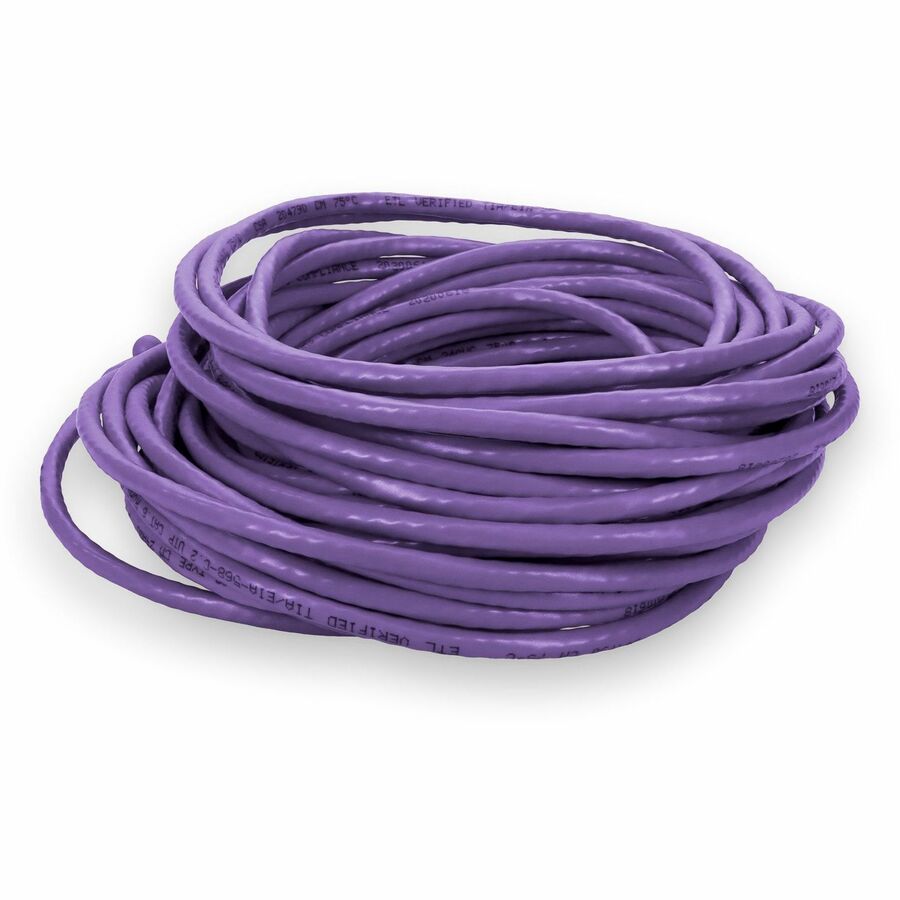 AddOn 50ft RJ-45 (Male) to RJ-45 (Male) Purple Microboot, Snagless Cat6 Crossover UTP PVC Copper Patch Cable