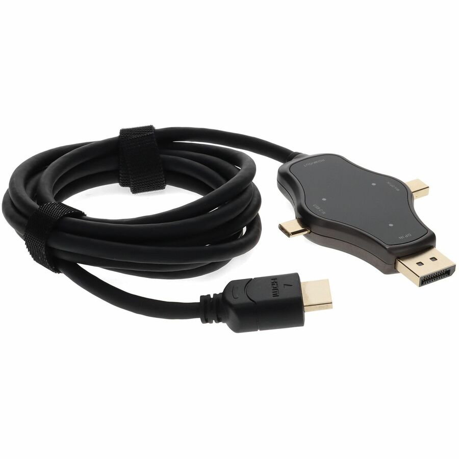 6ft (2m) Adapter Cable HDMI (4K) Male to 1X DisplayPort 1X MiniDisplayPort 1X USB-C 3.1 Male Black