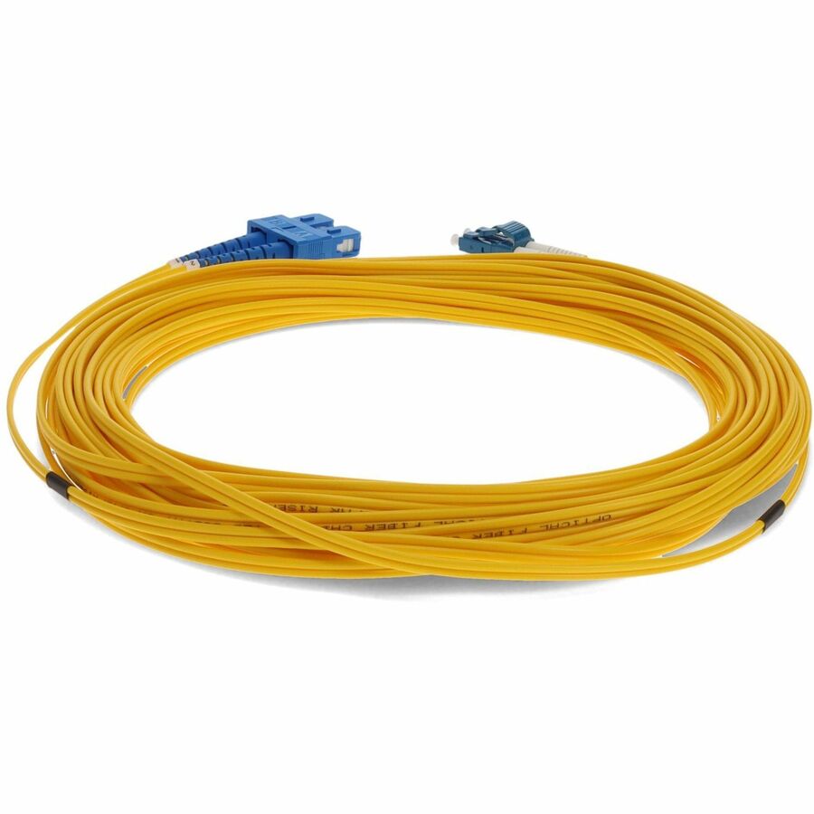 AddOn 11m LC (Male) to SC (Male) Straight Yellow OS2 Duplex Fiber OFNR (Riser-Rated) Patch Cable