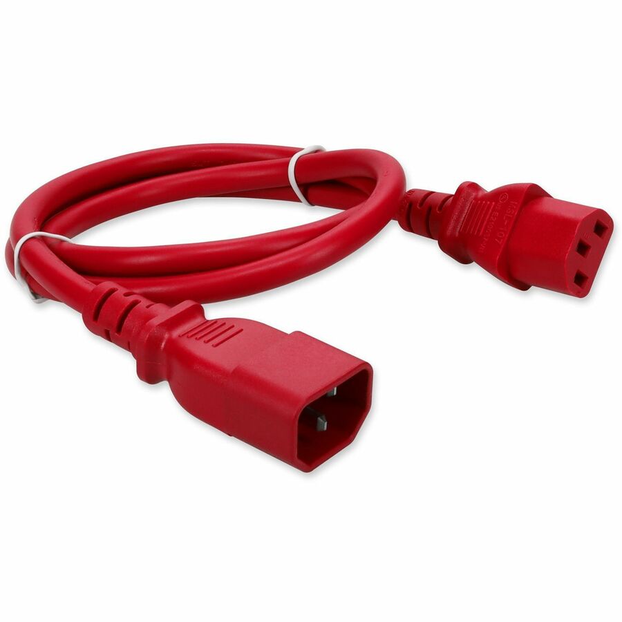 Addon 1.5m C13 Female to C14 Male 14AWG 100-250V at 15A Red Power Cable