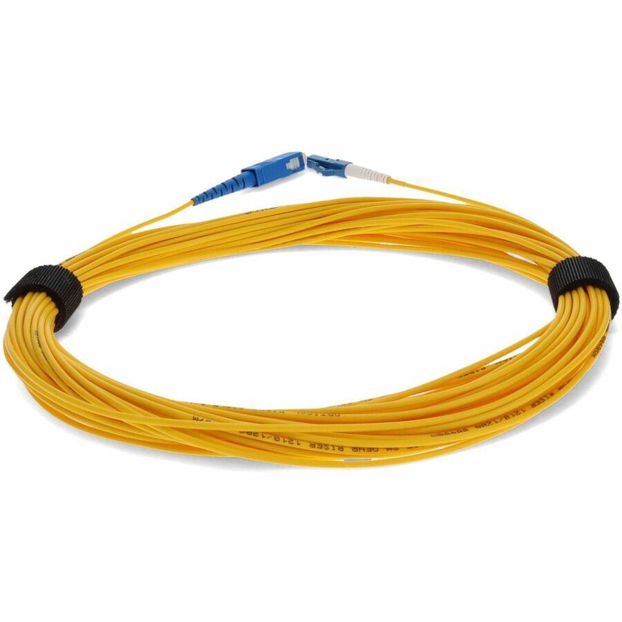 AddOn 14m LC (Male) to SC (Male) Straight Yellow OS2 Simplex Fiber OFNR (Riser-Rated) Patch Cable