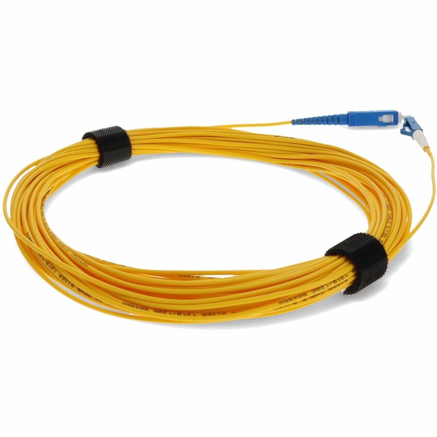 AddOn 14m LC (Male) to SC (Male) Straight Yellow OS2 Simplex Fiber OFNR (Riser-Rated) Patch Cable