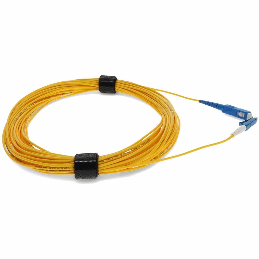 AddOn 14m LC (Male) to SC (Male) Straight Yellow OS2 Simplex Fiber OFNR (Riser-Rated) Patch Cable
