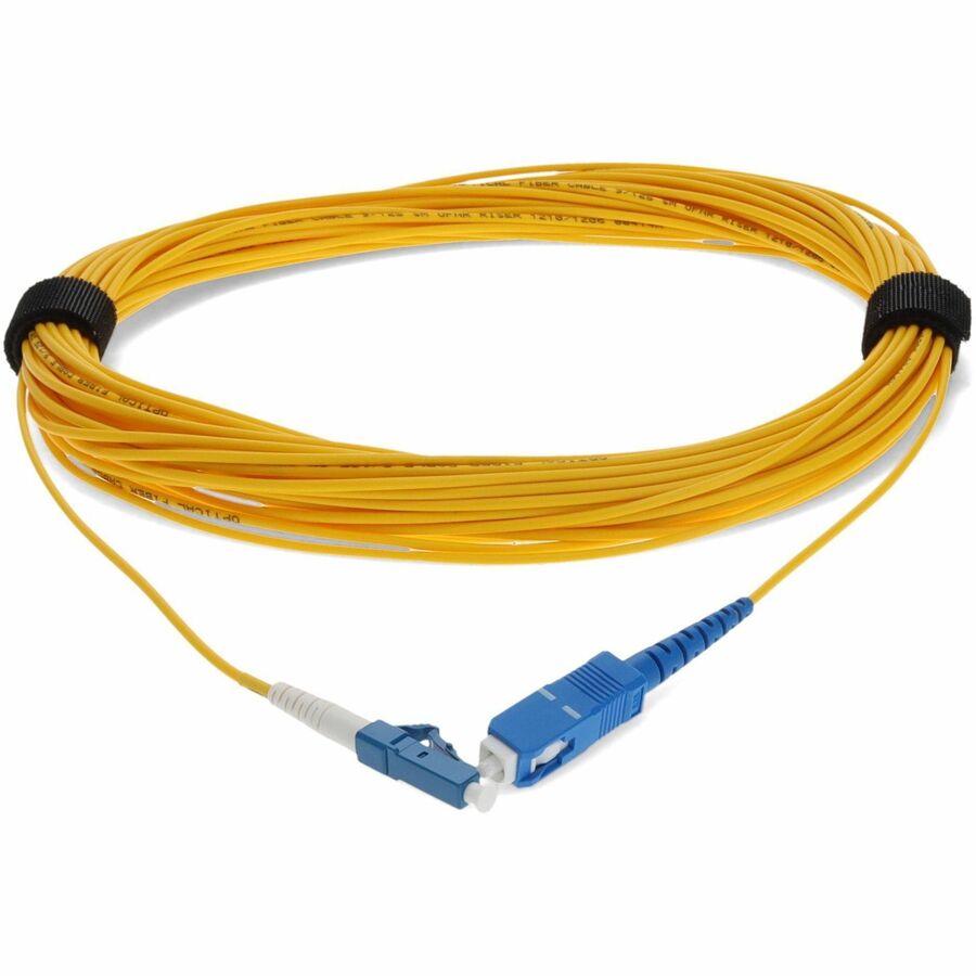 AddOn 14m LC (Male) to SC (Male) Straight Yellow OS2 Simplex Fiber OFNR (Riser-Rated) Patch Cable
