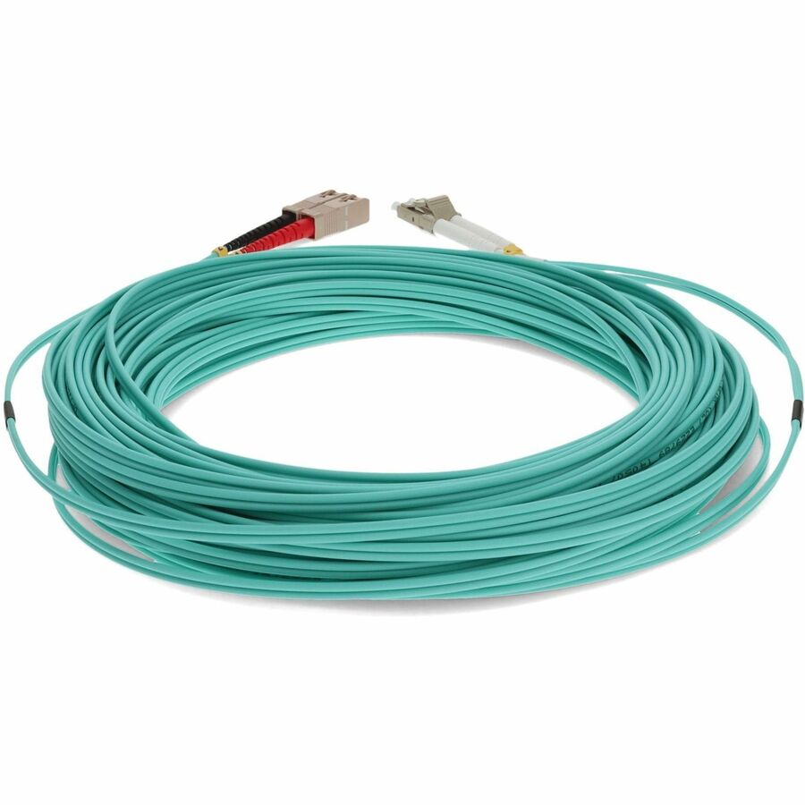 AddOn 46m LC (Male) to SC (Male) Straight Aqua OM4 Duplex Fiber OFNR (Riser-Rated) Patch Cable