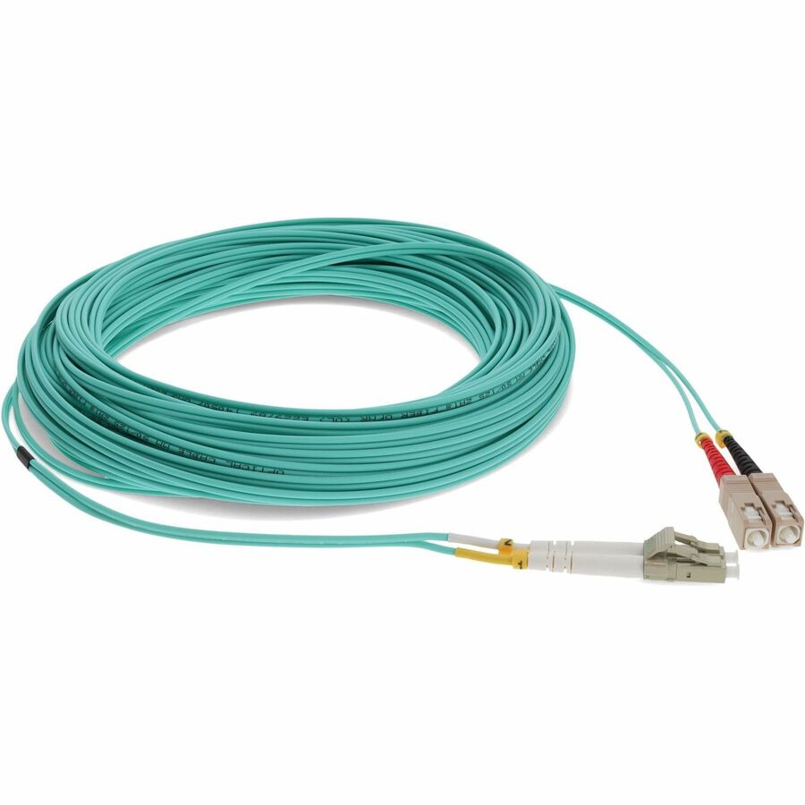 AddOn 46m LC (Male) to SC (Male) Straight Aqua OM4 Duplex Fiber OFNR (Riser-Rated) Patch Cable