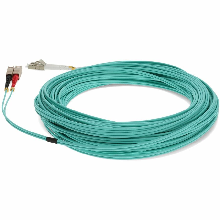 AddOn 46m LC (Male) to SC (Male) Straight Aqua OM4 Duplex Fiber OFNR (Riser-Rated) Patch Cable