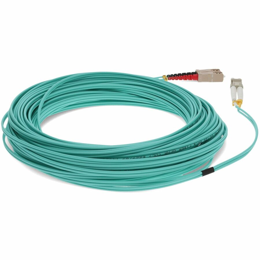 AddOn 46m LC (Male) to SC (Male) Straight Aqua OM4 Duplex Fiber OFNR (Riser-Rated) Patch Cable