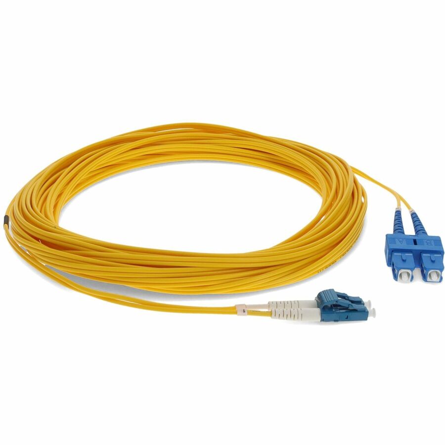 AddOn 46m LC (Male) to SC (Male) Straight Yellow OS2 Duplex Fiber OFNR (Riser-Rated) Patch Cable