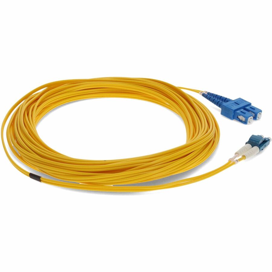 AddOn 46m LC (Male) to SC (Male) Straight Yellow OS2 Duplex Fiber OFNR (Riser-Rated) Patch Cable