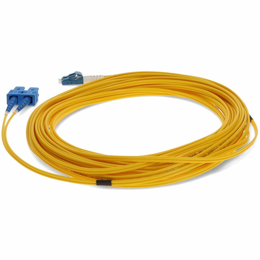 AddOn 46m LC (Male) to SC (Male) Straight Yellow OS2 Duplex Fiber OFNR (Riser-Rated) Patch Cable