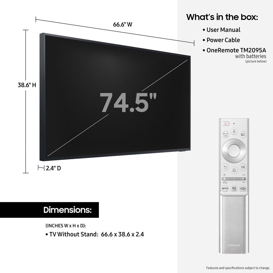Samsung | 75" | LST9T | The Terrace Full Sun | QLED 4K | Smart TV | QN75LST9TAFXZA | 2021
