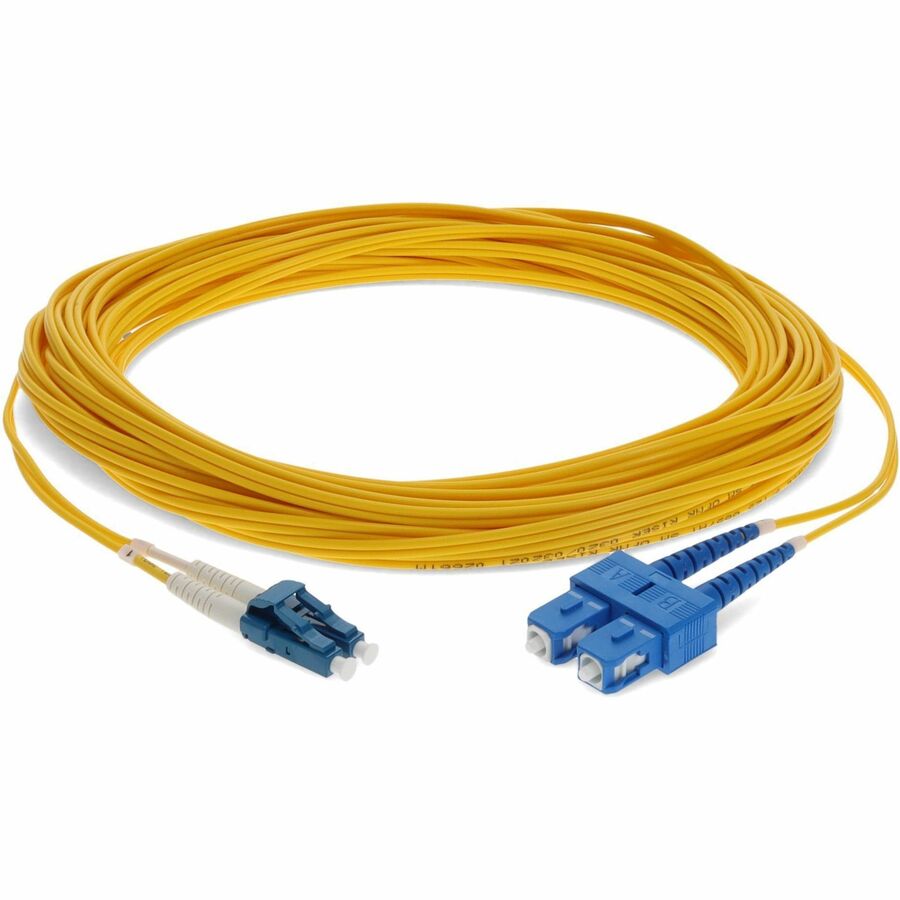 AddOn 17m LC (Male) to SC (Male) Straight Yellow OS2 Duplex Fiber OFNR (Riser-Rated) Patch Cable