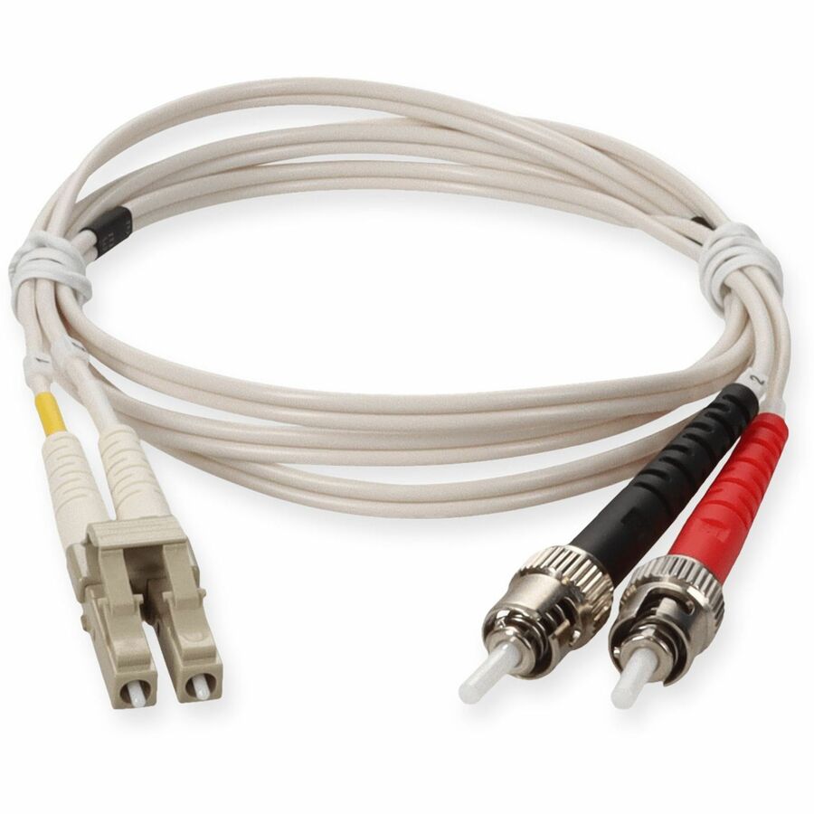 AddOn 1m LC (Male) to ST (Male) White OM1 Duplex Fiber OFNR (Riser-Rated) Patch Cable