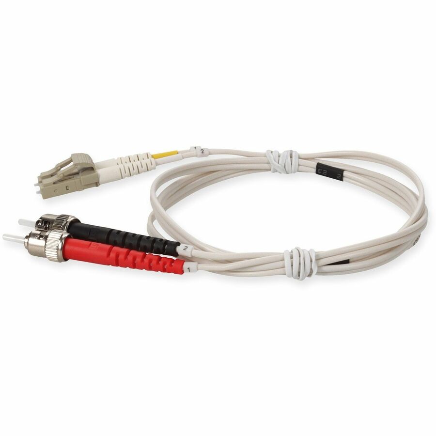 AddOn 1m LC (Male) to ST (Male) White OM1 Duplex Fiber OFNR (Riser-Rated) Patch Cable