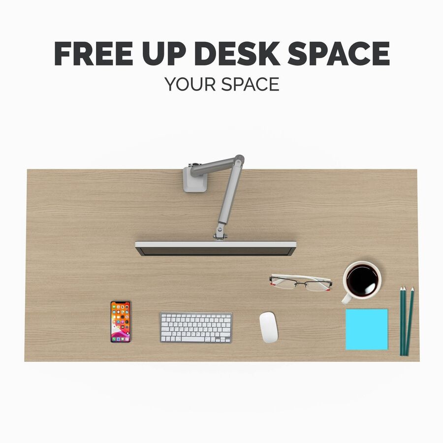 Fellowes Platinum Series High Quality Single Monitor Arm for 40-Inch Monitors, Full Motion, 360&deg; Rotation, VESA Mount with Grommet or Clamp, USB Ports, Ergonomic, Silver