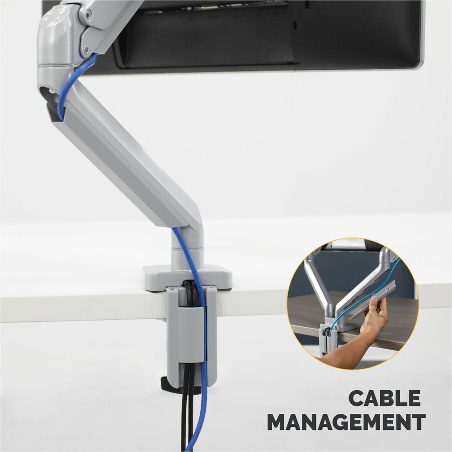 Fellowes Platinum Series High Quality Single Monitor Arm for 40-Inch Monitors, Full Motion, 360&deg; Rotation, VESA Mount with Grommet or Clamp, USB Ports, Ergonomic, Silver