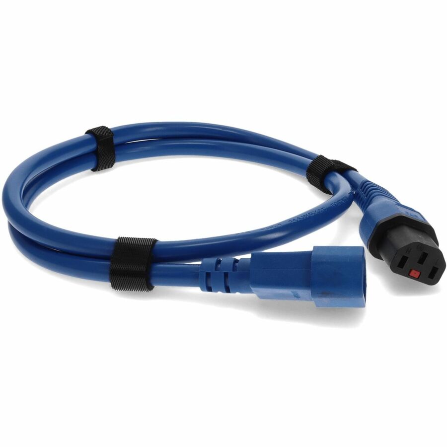 AddOn 2ft C13 (Locking) Female to C14 (Locking) Male 14AWG 15A Blue 100-250V Power Cable