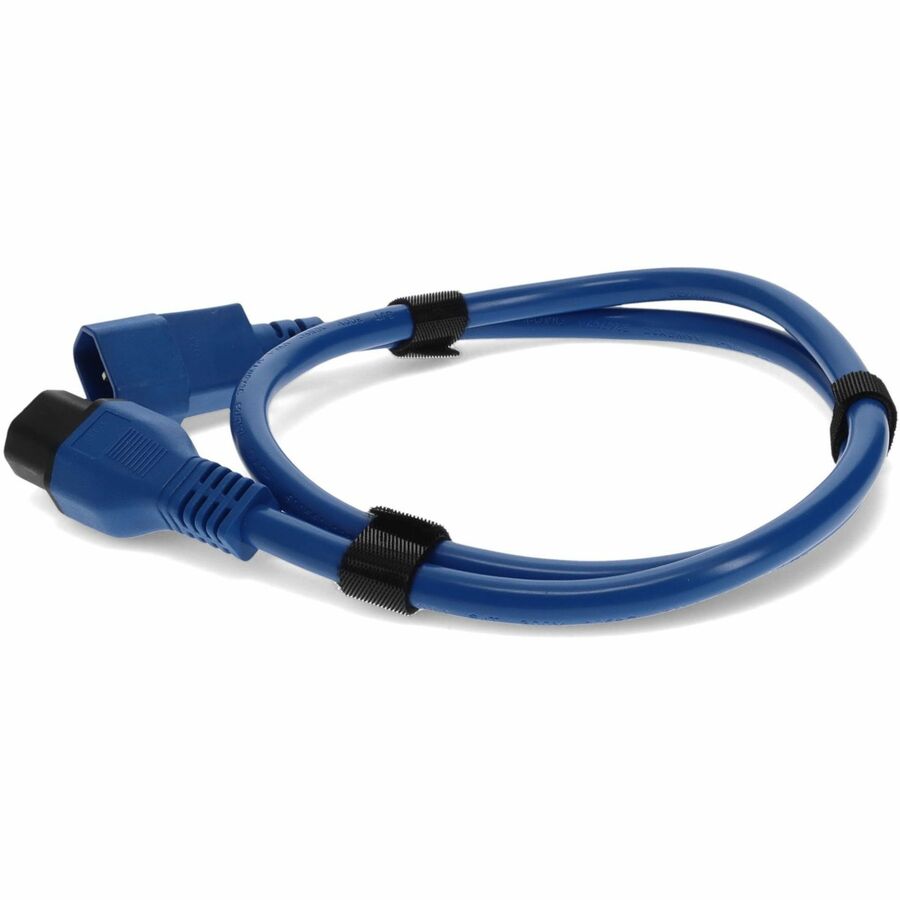 AddOn 2ft C13 (Locking) Female to C14 (Locking) Male 14AWG 15A Blue 100-250V Power Cable
