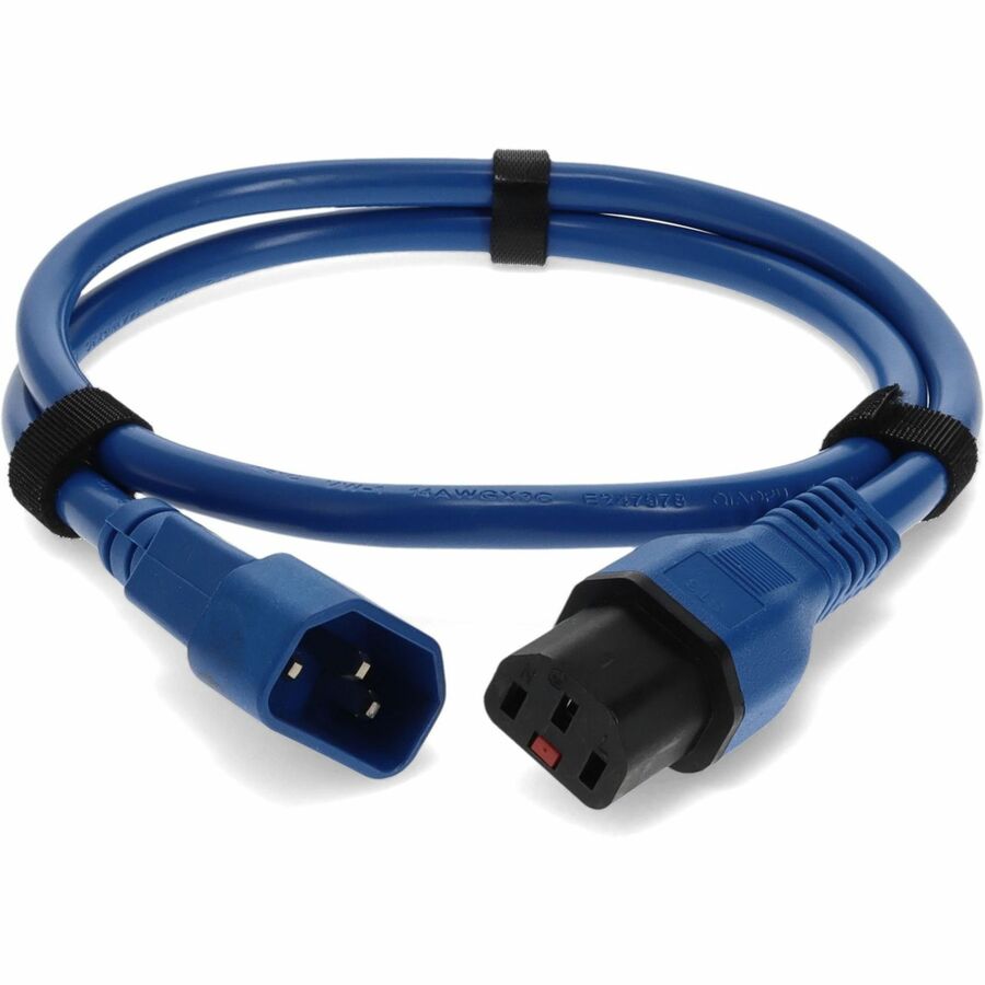 AddOn 2ft C13 (Locking) Female to C14 (Locking) Male 14AWG 15A Blue 100-250V Power Cable