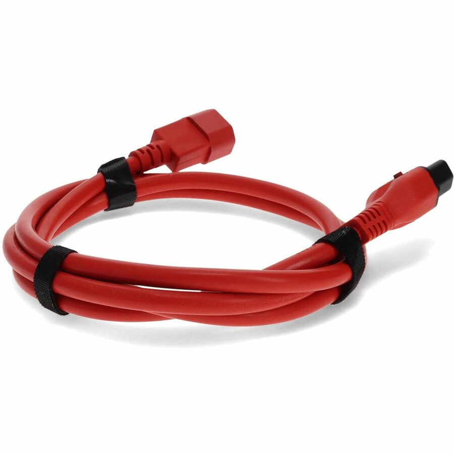 AddOn 4ft C13 (Locking) Female to C14 (Locking) Male 14AWG 15A Red 100-250V Power Cable