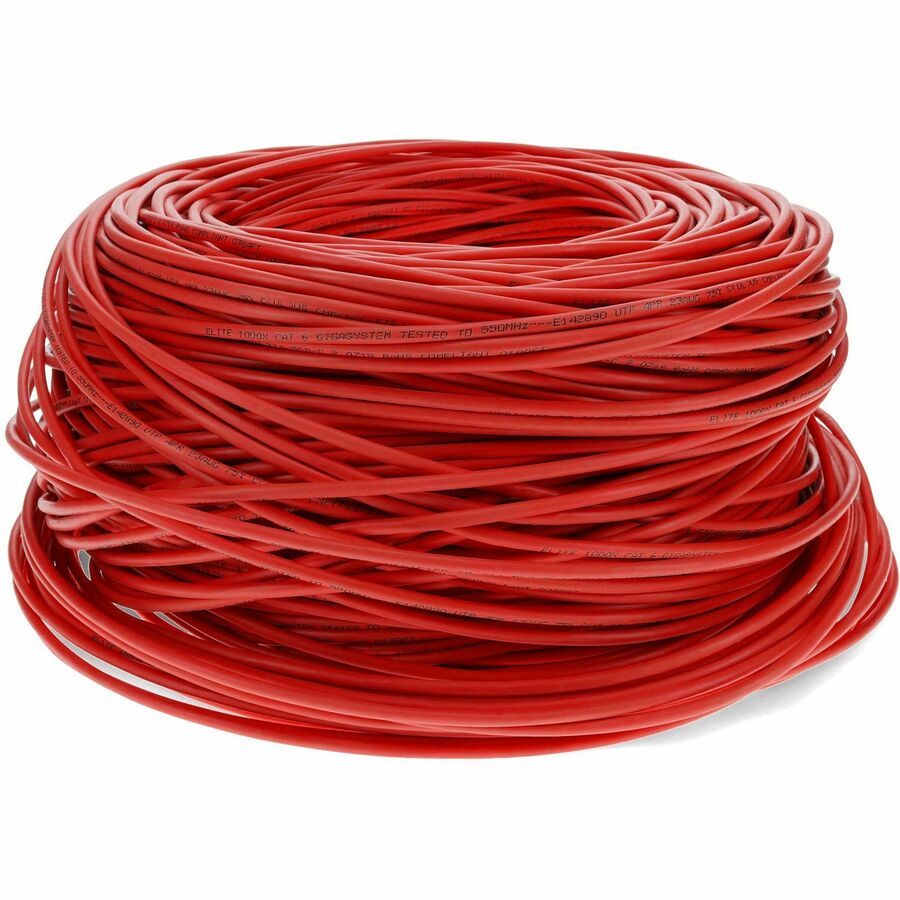 AddOn 1000ft Non-Terminated Shielded Straight Red Cat6 STP PVC Copper Patch Cable