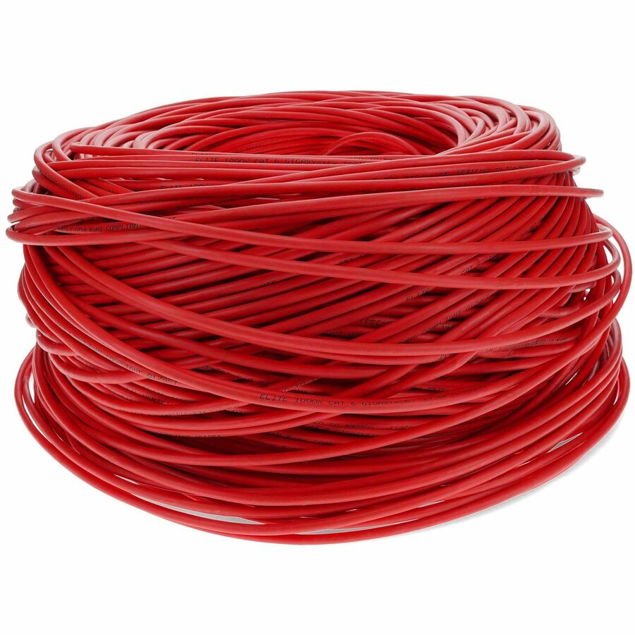 AddOn 1000ft Non-Terminated Shielded Straight Red Cat6 STP PVC Copper Patch Cable