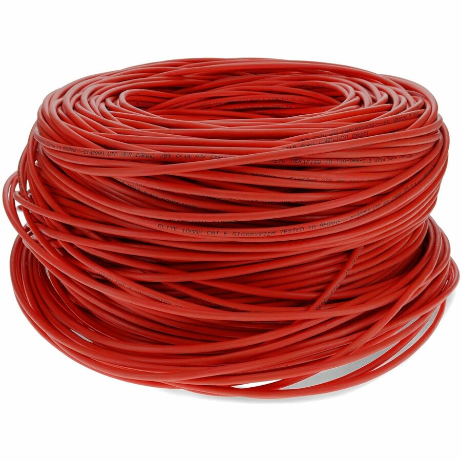 AddOn 1000ft Non-Terminated Shielded Straight Red Cat6 STP PVC Copper Patch Cable