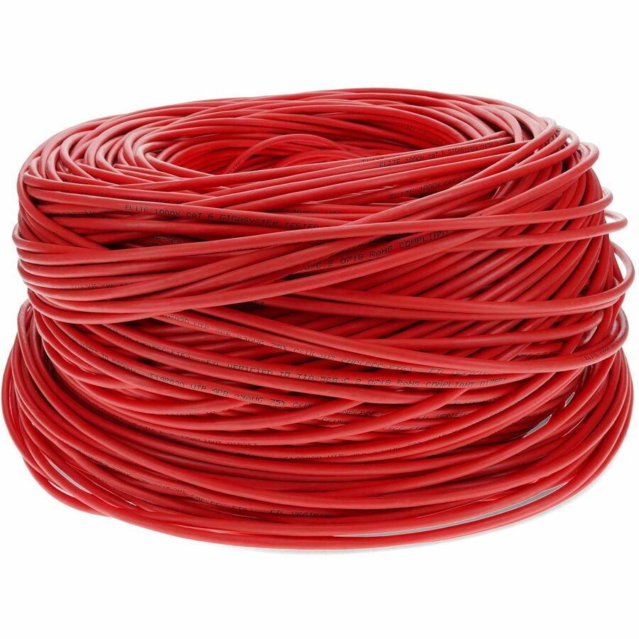 AddOn 1000ft Non-Terminated Shielded Straight Red Cat6 STP PVC Copper Patch Cable