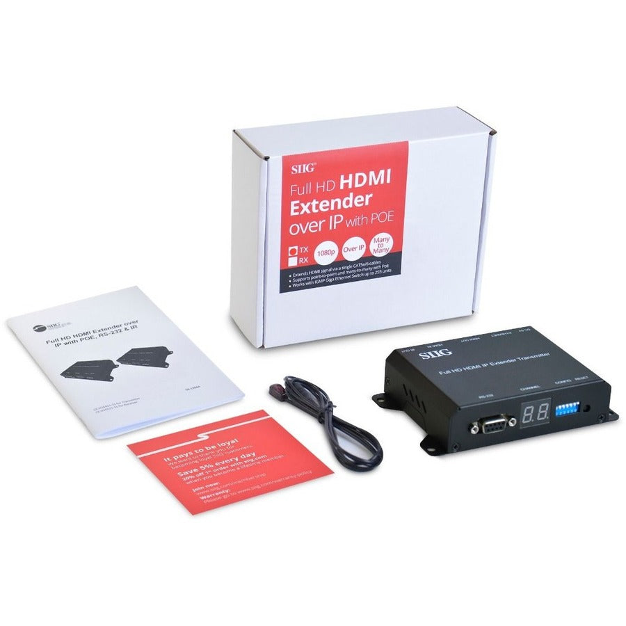 SIIG Full HD HDMI Extender over IP with PoE/RS-232 & IR - Encoder (TX)