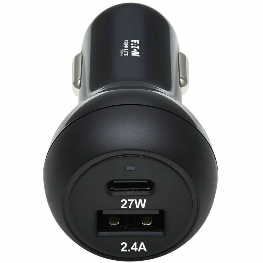 Eaton Tripp Lite Series Dual-Port USB Car Charger with 39W Charging - USB-C (27W) PD 3.0, USB-A (12W), Black