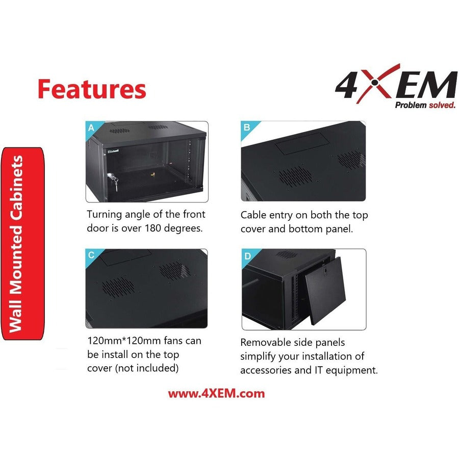 4XEM 6U Wall Mount Server Rack Cabinet 24 Inches Deep