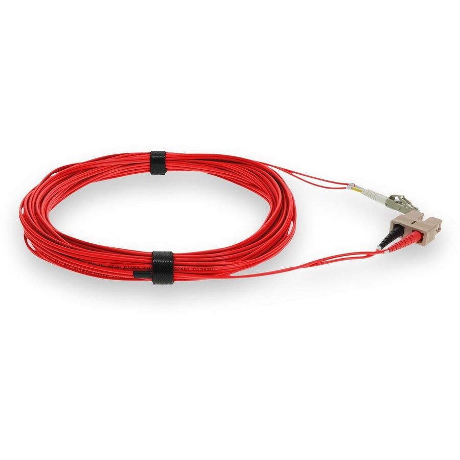 AddOn 2m LC (Male) to SC (Male) Red OM3 Duplex Fiber OFNR (Riser-Rated) Patch Cable