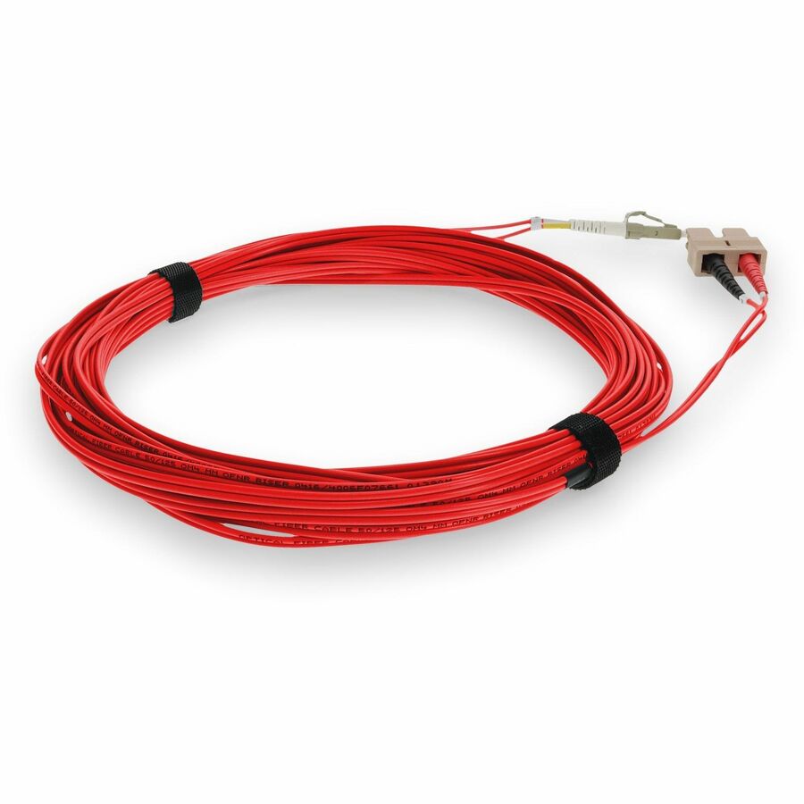 AddOn 2m LC (Male) to SC (Male) Red OM3 Duplex Fiber OFNR (Riser-Rated) Patch Cable