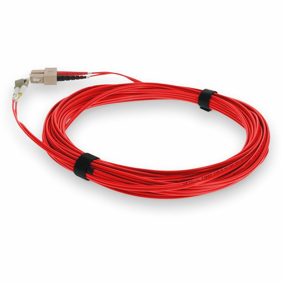 AddOn 2m LC (Male) to SC (Male) Red OM3 Duplex Fiber OFNR (Riser-Rated) Patch Cable