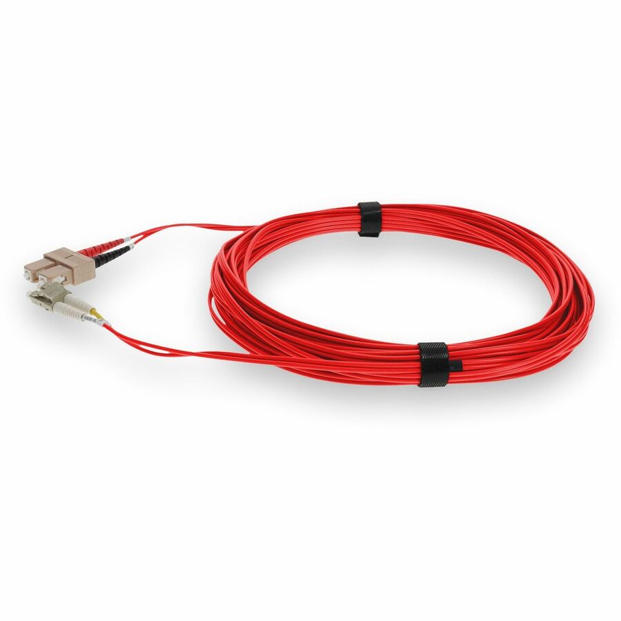 AddOn 2m LC (Male) to SC (Male) Red OM3 Duplex Fiber OFNR (Riser-Rated) Patch Cable