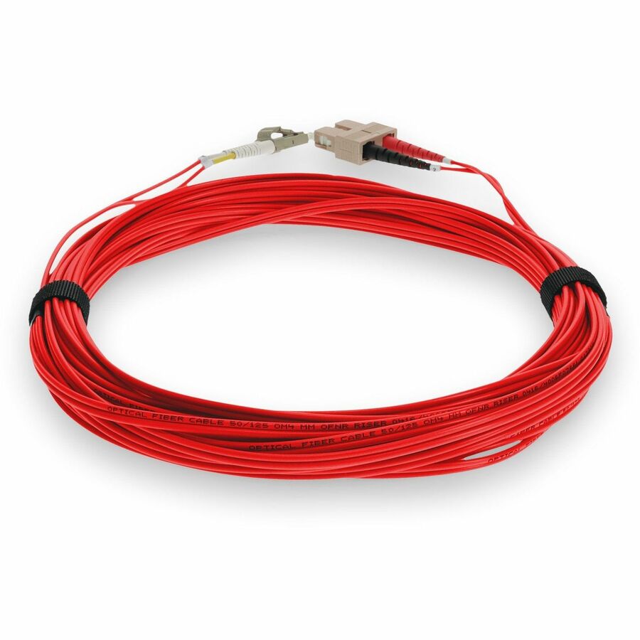 AddOn 2m LC (Male) to SC (Male) Red OM3 Duplex Fiber OFNR (Riser-Rated) Patch Cable