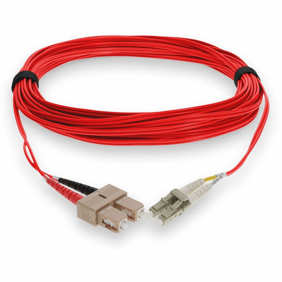 AddOn 2m LC (Male) to SC (Male) Red OM3 Duplex Fiber OFNR (Riser-Rated) Patch Cable