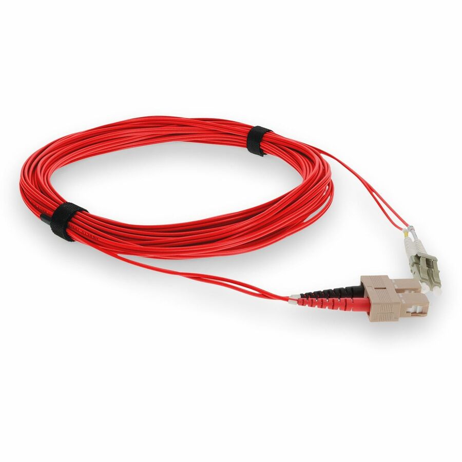 AddOn 2m LC (Male) to SC (Male) Red OM3 Duplex Fiber OFNR (Riser-Rated) Patch Cable