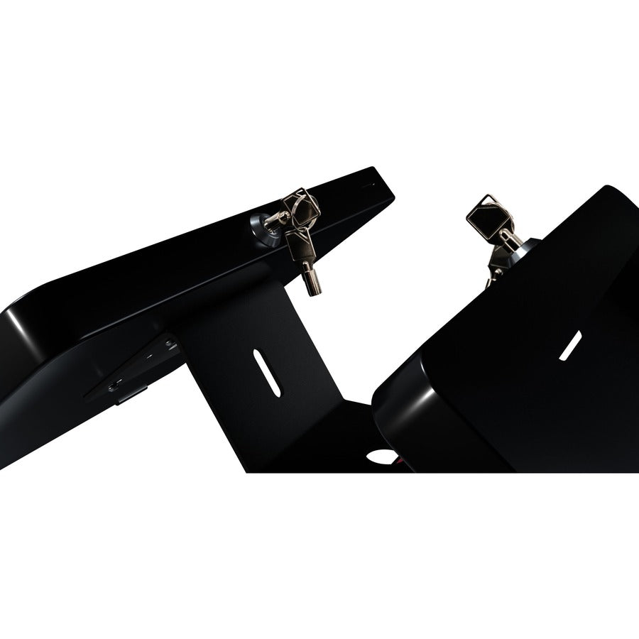 CTA Digital Customizable Dual Enclosure Locking Floor Stand Kiosk with Graphic Card Slot for Branding for 10.2" iPad 7th/ 8th/ 9th Gen & More (Black)