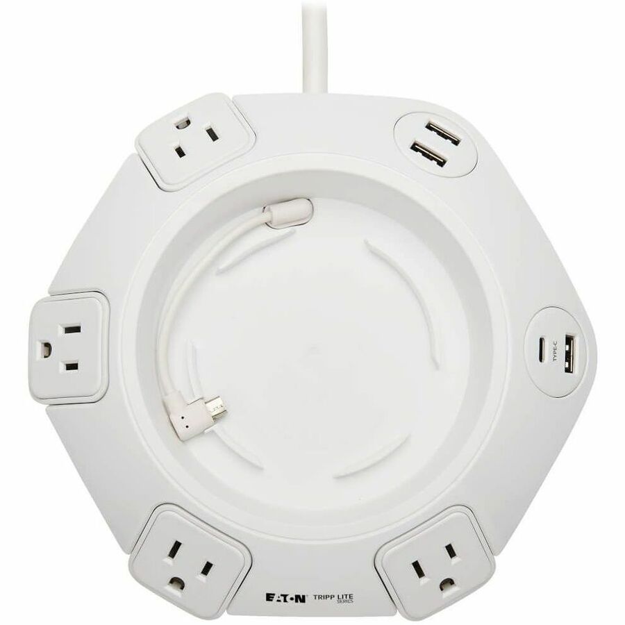 Eaton Tripp Lite Series Conference Power Surge Protector - 4 NEMA 5-15R Outlets, USB-C & 3 USB-A Ports, Micro-USB, 8 ft. Cord