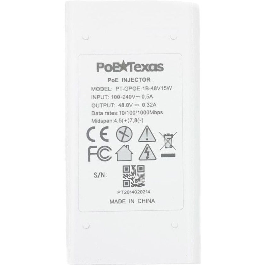 VisionTek PoE Injector - Integrated Single Port Gigabit Mode B PoE Injector With 48 Volt 15 Watt Output