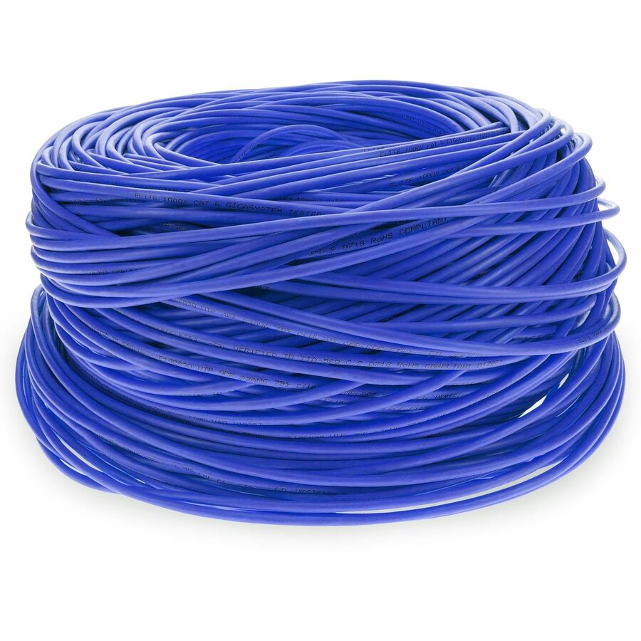 AddOn 1000ft Non-Terminated Shielded Blue Cat6 STP Plenum Copper Patch Cable
