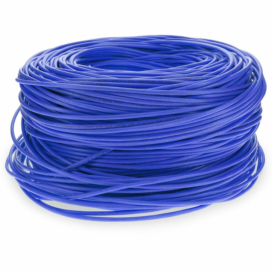 AddOn 1000ft Non-Terminated Shielded Blue Cat6 STP Plenum Copper Patch Cable