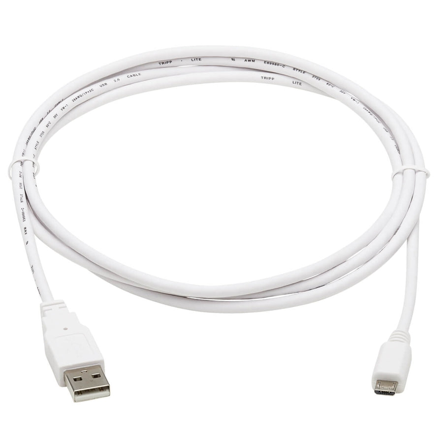 Eaton Tripp Lite Series Safe-IT USB 2.0 A to Micro-B Antibacterial Cable (M/M), White, 6 ft. (1.83 m)