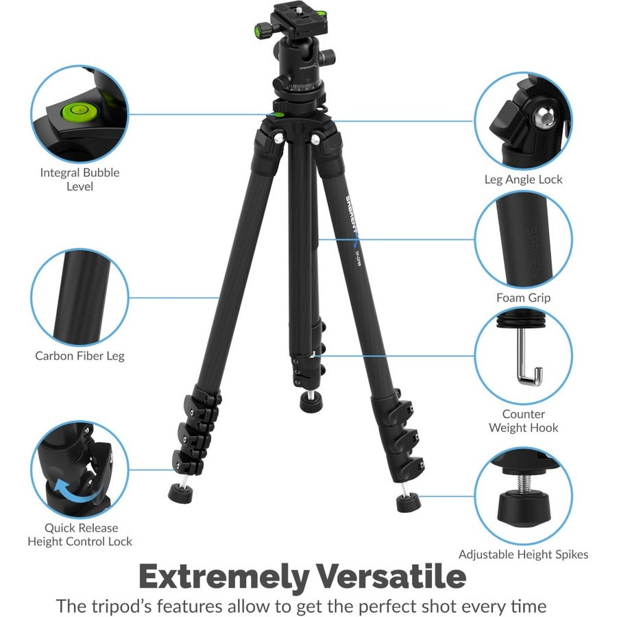 Sabrent 69 Inch Carbon Fiber Tripod With 360 Degree Camera Mount (TP-CF69)