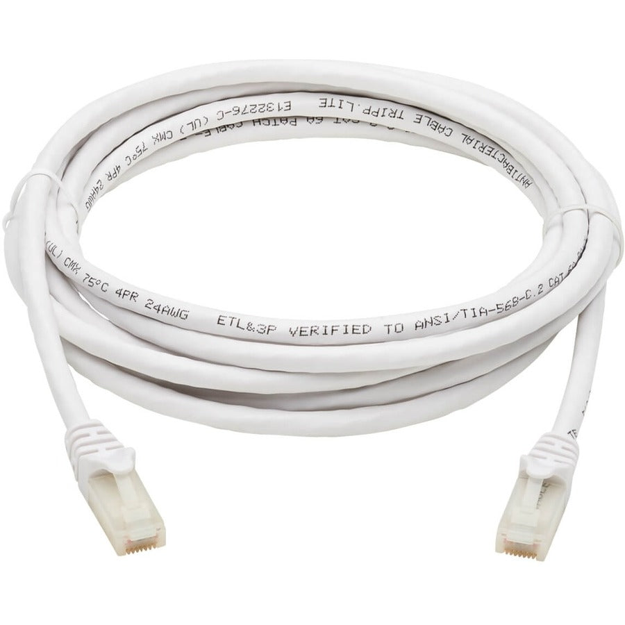 Eaton Tripp Lite Series Safe-IT Cat6a 10G Snagless Antibacterial UTP Ethernet Cable (RJ45 M/M), PoE, White, 10 ft. (3.05 m), TAA