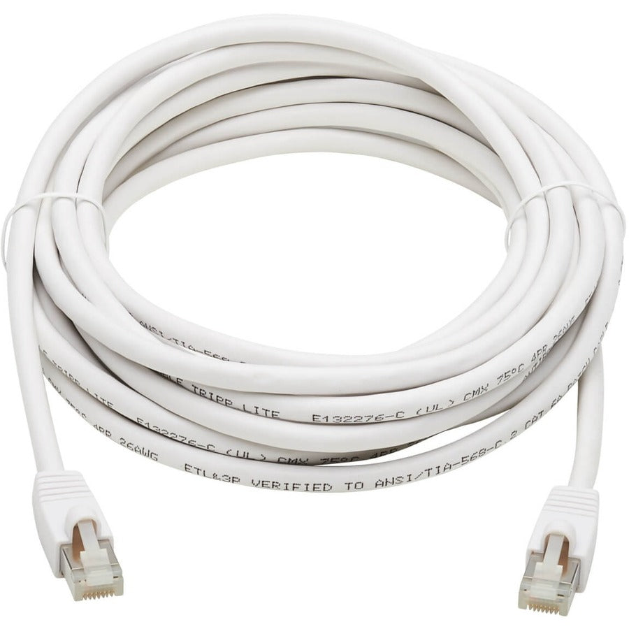 Eaton Tripp Lite Series Safe-IT Cat6a 10G Snagless Antibacterial S/FTP Ethernet Cable (RJ45 M/M), PoE, White, 25 ft. (7.62 m), TAA