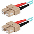 AddOn 30m SC to SC Aqua OM4 Duplex OFNP (Plenum-Rated) Fiber Patch Cable
